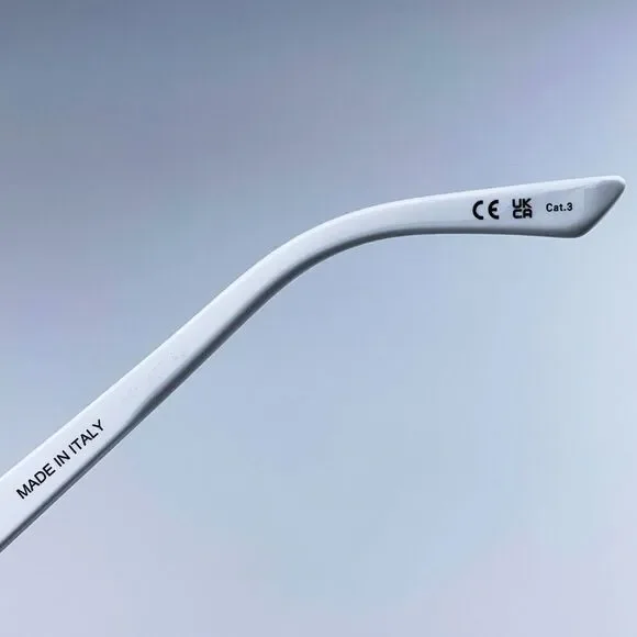 NEW Balenciaga BB0003S 002 White Silver Grey Mirrored Unisex Sunglasses